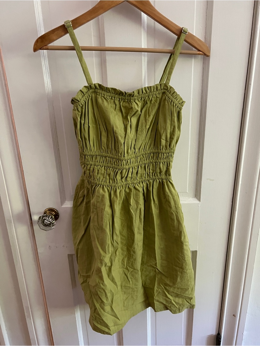 Olive Green Smocked Mini Dress